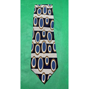 MOSA Vintage Blk/Brown/Blue 54 1/2" x 4" Silk Necktie